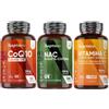 WeightWorld Coenzima Q10, NAC N-Acetil-Cisteina e Vitamina C 1000mg Bundle, Q10 Coenzima, Ubiquinone, N Acetilcisteina 180 Capsule, Integratore Vitamina C (Acido Ascorbico), Rosa Canina, Senza Magnesio Stearato