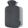 Qomfor Borsa dell'acqua calda/borsa termica - con morbida copertura in pile premium - Blu scuro, 2L - Termoforo per i crampi mestruali e il comfort del ciclo - Impacco caldo e freddo