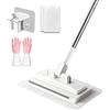 WANWEN Hands-Free Multi-Purpose Flat Mop, Lazy Cleaning & Face Towel, 360° Rotating Mop Head, One Click Snap Grip Buckle Design, Zero Touch Mini Mop for Floor, Wall, Bathroom (110cm)