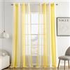 MIULEE Tende Voile a Righe Bianco e Giallo con Anelli 2 Pezzi 140x245 cm | Voile semitrasparente a righe per soggiorno, camera da letto e piccole finestre.