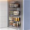 Carastek Porta Spezie, 4 Pezzi Portaspezie Magnetico Organizer per Frigorifero, Metallo Magnetico Portaspezie Mensola Cucina con 10 Gancio, Punch-Free Salvaspazio da Appendere Ripiano Salvaspazio Cucina
