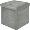 IlGruppone Pouf Contenitore in Velluto Quadrato Moderno Panca Cassapanca Soggiorno Panchina per Ingresso Scarpiera Sgabello Panca Moderna - Grigio Scuro