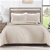 Exclusivo Mezcla Copriletto Reversibile, Trapuntato Leggero e Morbido con Federe, per Tutte le Stagioni, 260x280 CM Beige