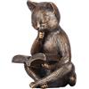 SHENGTIAN Statua di lettura a forma di gatto pensatore da 16,2 cm, decorazione vintage per biblioteca e mensola, scultura dipinta a mano in ottone anticato per gli amanti dei gatti, ornamento da