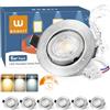 wowatt Faretti LED da Incasso per Cartongesso Dimmerabili 6W 640LM 3CCT | Regolabile Calda 3000K Naturale 4000K Fredda 6000K, Faretti da Soffitto Orientabili, IP44 Faretto incasso foro 68mm, Set da 6