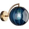 ZTTECH Applique da parete a sfera in vetro blu, globo in vetro blu con lampada da parete a base dorata per comodino (Blu)