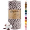 goldmariechen Grau (grigio) Corda macramè premium 3 mm x 100 m, 100% cotone, filo di cotone per fai da te, decorazione murale, acchiappasogni e artigianato