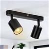 wowatt Faretti LED da Soffitto Orientabili 2 Luci Nero Gu10 Senza Lampadina | Lampadario Faretti Interno, Binario Lampada Soffitto, Moderna Plafoniera da Parete per Salotto Camera da Letto Sala Cucina