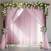Hiseng Moderno Tende per Interni Voile in Chiffon, 2 Pannelli per Camera da Letto Soggiorno Salotto Semitrasparenti per Elegante Finestre di Casa (Rosa,150 * 300cm)