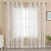 Gazal Vole Tende voile beige jacquard con motivo damascato, H245 x L140 cm, set 2 pannelli, tende semitrasparenti in poliestere con occhielli 4 cm, soggiorno camera sala pranzo