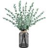 Der Rose Piante finte in vaso di vetro nero con steli di eucalipto artificiale per centrotavola, decorazione da tavolo, mensola da bagno, scrivania, casa colonica, 36,8 cm, colore: verde salvia