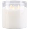 Britesta Lighting - candela led in vetro grande: Candela in vera cera LED, nel vetro del vento, 3 fiamme mobili, bianco (a tre stoppini, con 3 stoppini, XXL)