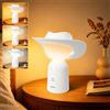 Gritin Luce Notturna Cappello Cowboy Originale, Lampada da Comodino a LED | 3 Colori Cura Occhi, Dimmerabile, Memoria, Lunga Durata, Lampada Scrivania Stilosa Ricaricabile per Camera da Letto-Bianco