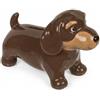 MIJOMA Salvadanaio a forma di bassotto in ceramica - salvadanaio per cani marrone con tappo - decorazione e idea regalo per bambini e adulti - 18 x 13 cm