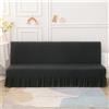 Generic Copridivano Senza Braccioli 1/2/3 Posti con Gonna, Elasticizzato Fodere, Coperture Divano Letto Pieghevole, Copridivano Regolabile, Copri Divano Anti Scivolo(Grigio,M(160-190cm))