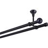MDEKOR Bastone per tende nero, 120 cm, 2 binari, 19 mm, in metallo, fissaggio a soffitto, sfera
