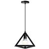 iDEGU Lampadario a Sospensione Moderno a Forma di Triangolo Stile Geometrico E27 Lampada da Soffitto Vintage in Metallo Retrò Lampada a Sospensione per Camera da Letto, Soggiorno, Cafè - 25cm, Nero