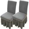 WYLEBER Coprisedie con Schienale con Gonna Lunga,Coprisedie per Sala da Pranzo Set da 2/4/6,Coprisedie con Schienale Antiscivolo Universali per Cucina Matrimonio Festa Banchetto(Dark Gray,2 Set)