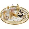 Bdneygtyr Vassoio rotondo con specchio, 32 cm, colore oro, organizer per profumi e cosmetici, vassoio decorativo con manici per bagno e soggiorno, elegante vassoio per decorazione e conservazione