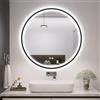S'bagno Specchio da bagno rotondo con luci, 600 mm, specchio LED illuminato per bagno con telaio in alluminio, anti-appannamento, 3000-6500K, vetro temperato HD, impermeabile IP44, memoria, nero