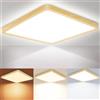 Fynokst Plafoniera LED Soffitto Dimmerabile 24W, 3200LM Lampada da Soffitto, 6000K/4000K/3000K, IP54 Impermeabile Quadrata Plafoniere, Per Tutti Gli Ambienti Casa, Diametro Ø30CM, Finto legno Confezione 1