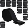 RETON 50MM 10 Yards Cinturino in Nylon Nero + 10 Pezzi Fibbie Regolabili Fibbie Laterali in plastica (50MM, 10 Pezzi)
