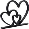Takingup Decorazione a cuore, Scultura decorativa a cuore nero Design moderno triplo vuoto, piccola mensola per la casa, libreria da 5, 12 pollici