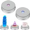 CDIYTOOL Display a LED colorato, espositore per cristalli di vetro, statuette artistiche merchandise, 7 luci che cambiano colore, 3 batterie AAA alimentate (bianco, 2 pezzi)