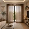 OTHERWISETRIVIAL Tende Velate in Poliestere 100%, con Occhielli 140x290cm,Set da 2 Pezzi (Tortora 140x290cm)