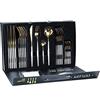 rismart 24 Pezzi Set di Posate Argenteria Acciaio Inossidabile Include Tavolo Coltello, Cucchiai da tè e caffè, Forchette, Servizio per 6 Oro Bianco