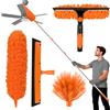 Zikenis Feather Duster Cleaning Set per Spolverini con Asta Fissa | Spolverino in Microfibra Lavabile e Riutilizzabile per Divani, Soffitti, Ragnatele, Vetri, Ventilatori da Soffitto