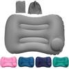 Fancysky Cuscino gonfiabile da viaggio con pompa integrata, cuscino cervicale ergonomico in seta di latte, leggero e compatto, accessorio da viaggio per campeggio, aereo, auto e spiaggia (Grigio)