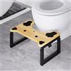 Yorbay Sgabello per WC da Bagno, Poggiapiedi Regolabile in Altezza, Pieghevole, in Legno Massiccio e Ferro Battuto, Antiscivolo, Portata 227 kg - Per Adulti, Bambini e Anziani