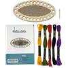 Delicatela - Kit per ricamo su legno | Include 5 matasse di filo mouliné 100% cotone in colori assortiti | 6 schemi di ricamo | Ago