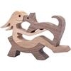 Zyqixluk Statue di Famiglia per Gatti per Gatti di Legno, Sculture per Animali Domestici in Legno, Sculture in Legno Ornamenti Carini Cuccioli, Gattino E Statue Statue Sculture Ornamenti,A10