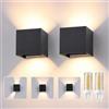 Partenopea Applique da Parete Esterno LED G9 Cubo IP65 Impermeabile Doppio Fascio di Luce Lampadina Sostituibile Design Moderno per Interno ed Esterno (2, Nero luce bianca naturale 4000K)