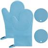 AUAUY Guanti da Forno e Presine da Cucina, Guanti da Forno Impermeabili | in Silicone, 446°F Antiscivolo Guanti Resistenti al Calore, Guanti da Cucina Lunghi, per Cucinare, Barbecue, Blu
