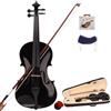 LEADZM Set di violino 4/4 Full Size, violino con astuccio, tendine ad arco, colofonia, supporto per spalle ammortizzato, violino in legno massello per principianti (nero)