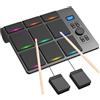 OYAYO Batteria elettronica con 9 pad per batteria, Bluetooth MIDI, display LCD e altoparlanti stereo, batteria portatile con pedali, kit batteria da tavolo per principianti, bambini e adulti, ricaricabile