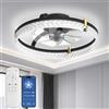 Airwit 48cm Ventilatore da Soffitto Silenzioso con Luce e Telecomando, Dimmerabile Lampada Ventilatore da Soffitto Moderno con Reversibile Motore DC, Lampadario Ventilatore per Camera da Letto, Cucina