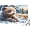 HMMIQAUCRXYN Orso bruno Puzzle 1000 Pezzi Cartaceo per Adulti Scena Foresta Innevata Gioco di Puzzle Relax Famiglia Regalo Casa 38x26cm/1000pcs