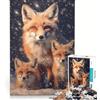 JIANGENNF Puzzle da 1000 pezzi per adulti raffigurante una mamma volpe rossa nella neve ideale per momenti di relax interazione genitore-figlio regalo di compleanno o di viaggio 50x75cm