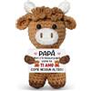Buioata Regalo Papa Compleanno, Regalo Papa | Amigurumi Mucca Highland con Targhetta Regalo per Papà, Piccolo Peluche Alluncinetto Regalo Festa del Papà, Idea Regalo