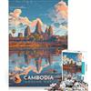 JIANGENNF Puzzle per ragazzi da 1000 pezzi con poster di viaggio sulla Cambogia, gioco educativo, decorazione perfetta, lista dei desideri con Babbo Natale 38x26cm