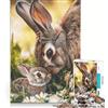 JIANGENNF Puzzle da 1000 pezzi per adulti con mamma coniglio e cucciolo gioco educativo difficile e stimolante ideale come regalo 38x52cm