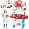 deAO My Little Chef Cucina Giocattolo in Miniatura con Luci e Suoni | Cucina Giocattolo per Bambini,18 Accessori, Fornello, Lavello, Padelle e Utensili, Gioco di Ruolo | Rosa