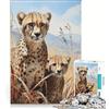 JIANGENNF Puzzle da 1000 pezzi per adulti Mamma Ghepardo gioco educativo difficile regalo di compleanno e unico 38x52cm