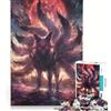 JIANGENNF Puzzle da 1000 pezzi con volpe Kitsune nera e luna, gioco rompicapo, decorazione per la casa, con pezzi di forma casuale completamente ad incastro 38x52cm