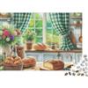HMMIQAUCRXYN Cucina Rustica Pane Puzzle 1000 Pezzi Carta per Adulti Vista Finestra Campagna Rilassamento Puzzle per Famiglia Decorazione Casa Regalo 38x26cm/1000pcs