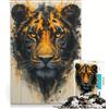 JIANGENNF Puzzle per adulti da 1000 pezzi con dipinto di giaguaro nero, giocattolo decorativo da parete, decorazione artistica per la casa, con pezzi di forma casuale completamente ad incastro 38x26cm